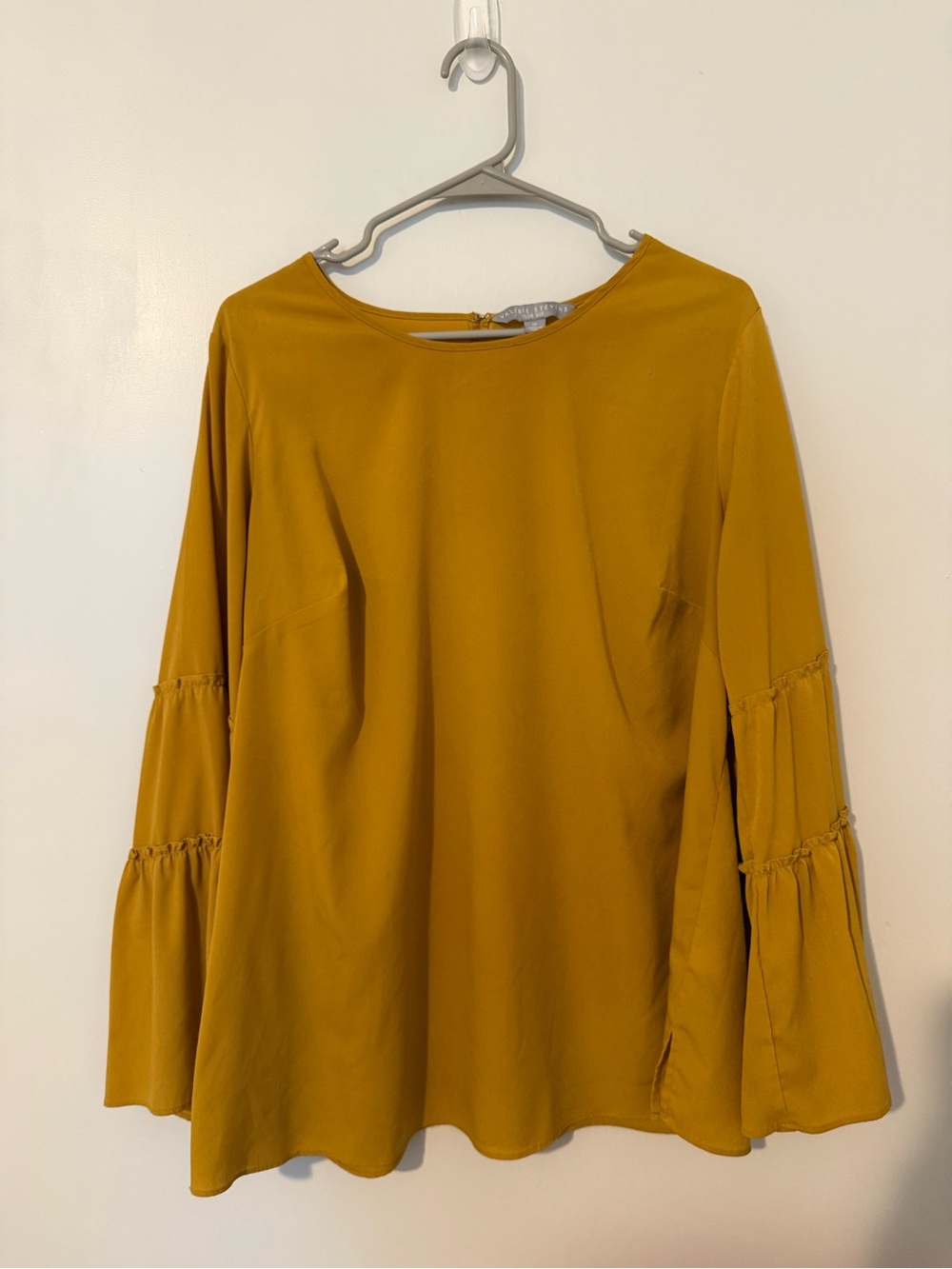 Valerie Stevens Mustard Bell-Sleeve Blouse